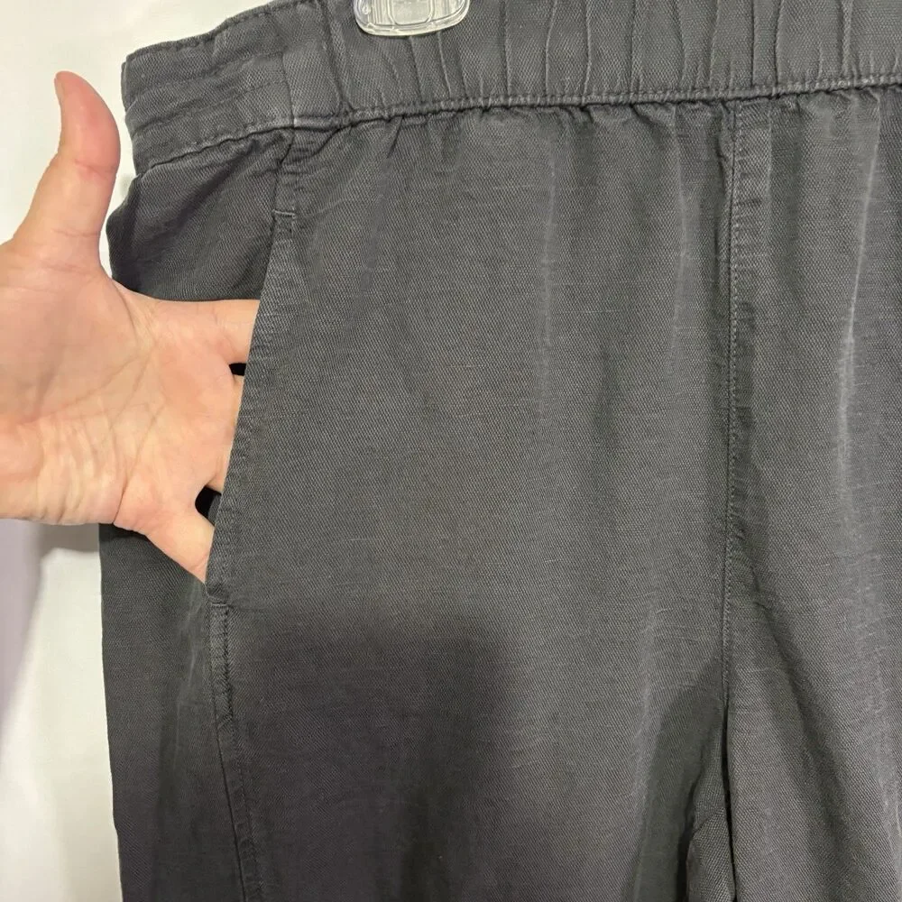 C&C California Linen Blend Pull On Pants Women XL Faded Black Coastal Lagenlook